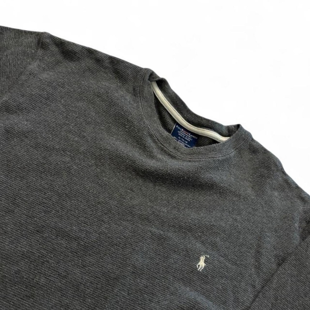 Polo Ralph Lauren Thermal Knit Long Sleeve Shirt Gray Mens XL Waffle Pony Logo